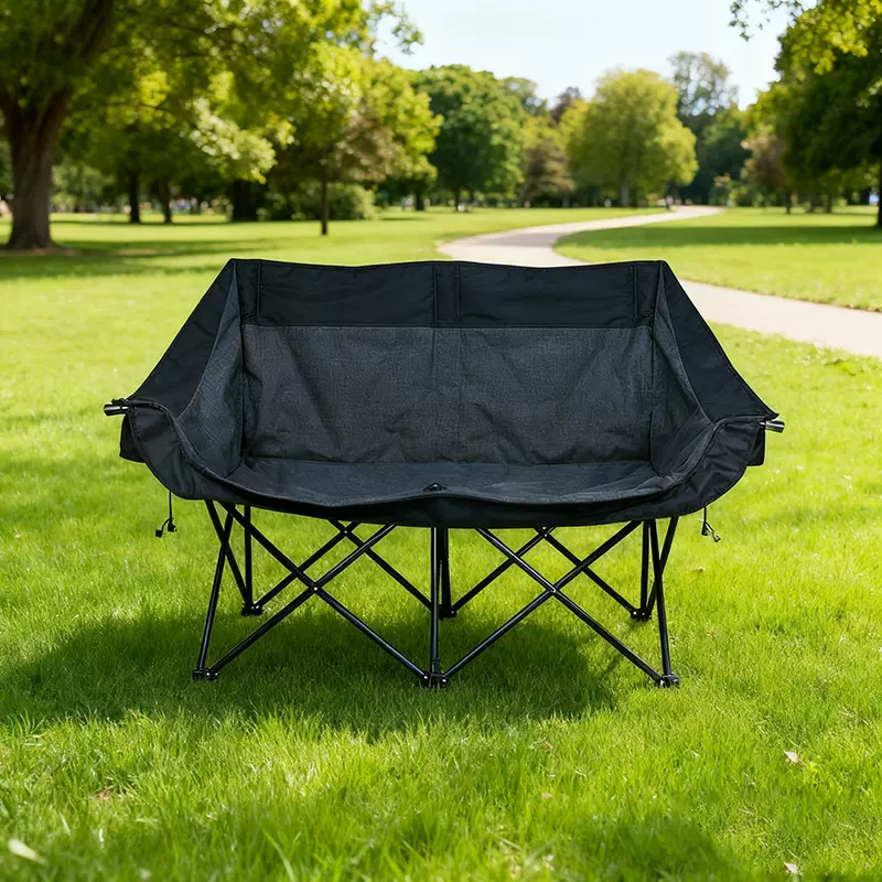 定制户外折叠椅双人露营休闲折叠椅便携靠背椅钓鱼椅坐垫热销