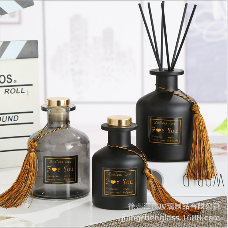Botella de aromaterapia de barriga transparente sin fuego flor seca color botella de vidrio de aromaterapia de barriga grande botella de aromaterapia de barriga negra de oficina