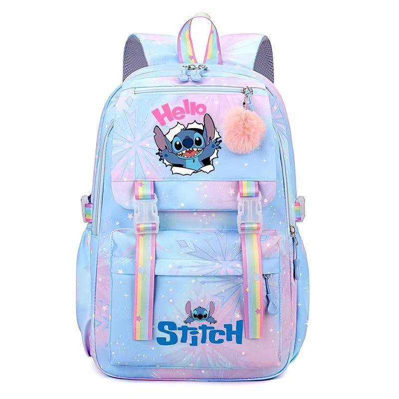 Nueva mochila escolar para estudiantes, mochila de gran capacidad para estudiantes de primaria y secundaria, impresión de dibujos animados, mochila ligera de ocio arcoíris