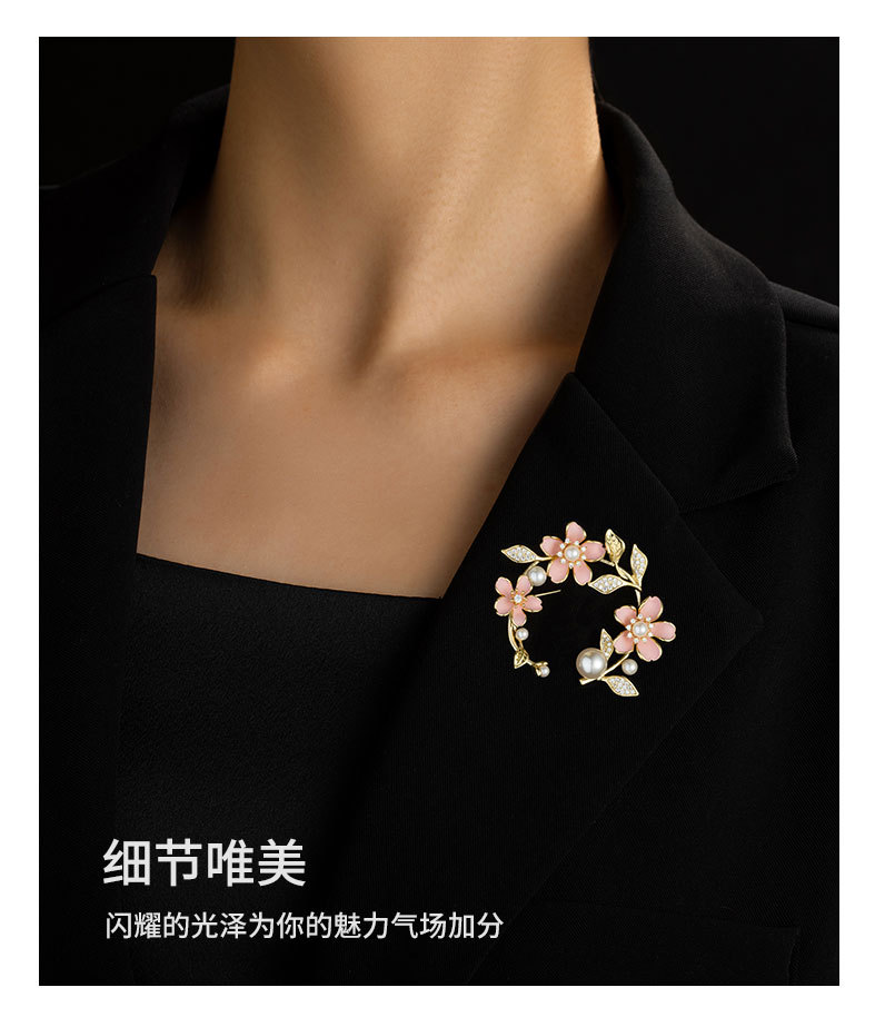 森系时尚优雅花环胸针小众轻奢风个植物花卉别针新品超