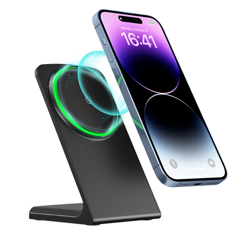 Cross-border magnetic suction Apple mobile phone wireless charger desktop 15W vertical bracket for Apple mobile phone wireless charger