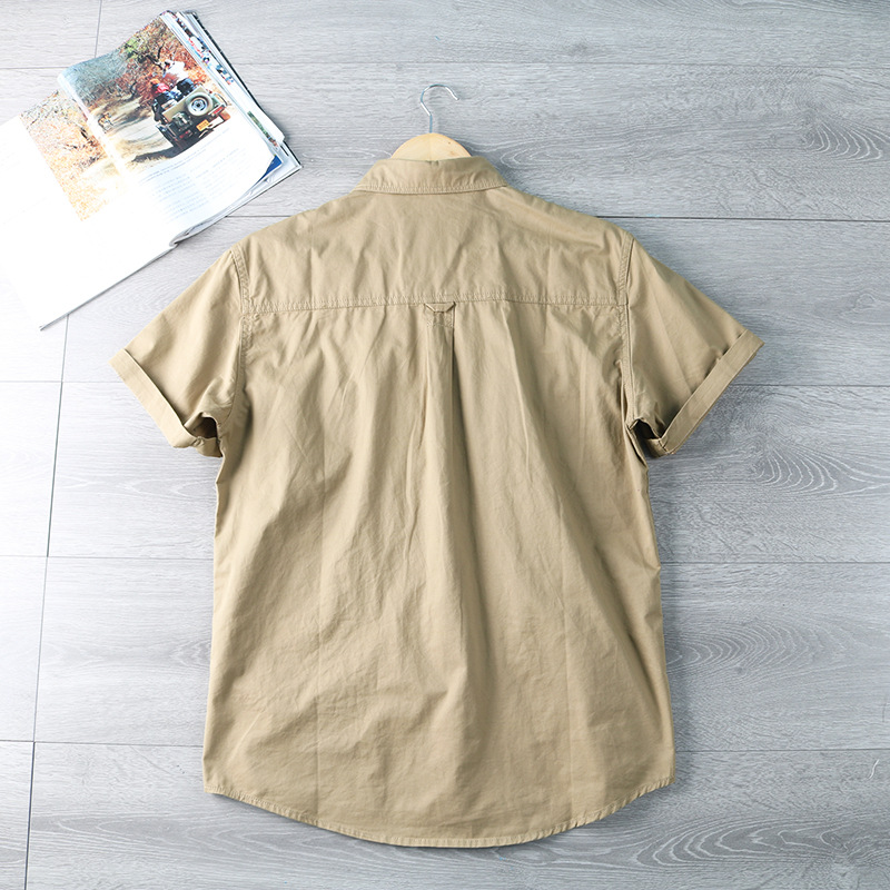 Camisas de trabajo de algodón de verano estadounidenses de estilo americano para hombres Casual Multiple Lavable Tops
