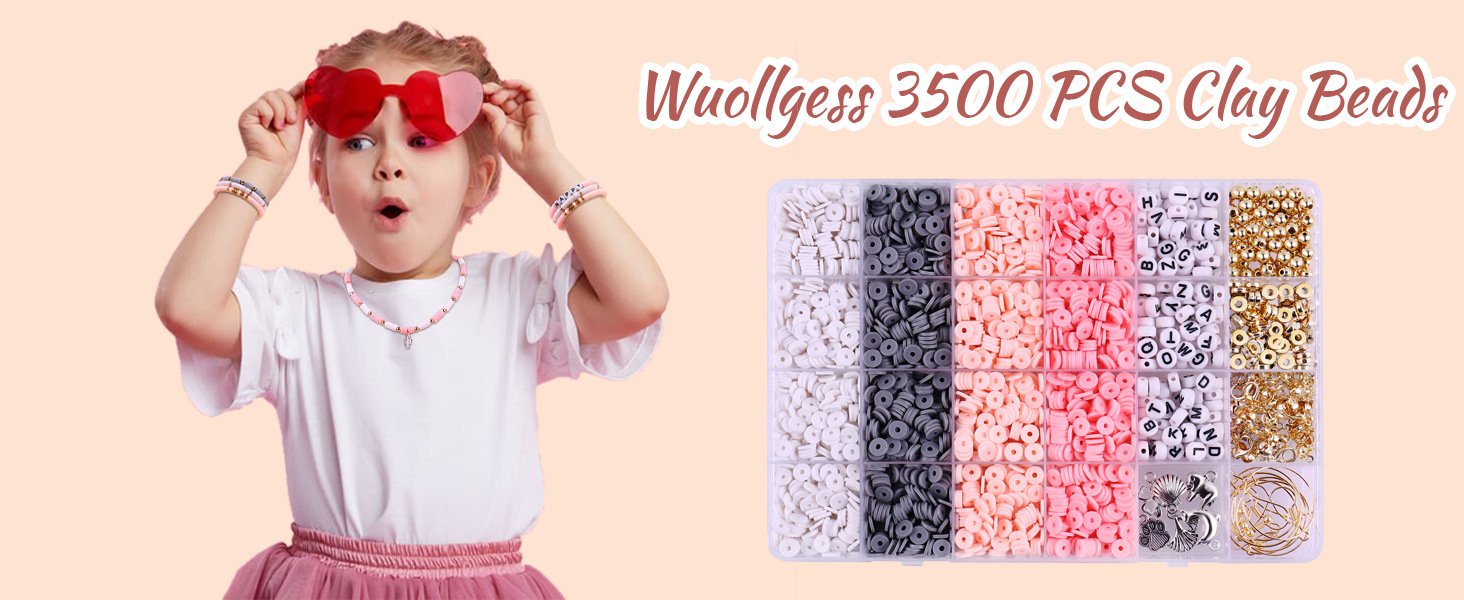 pink Grey clay beads