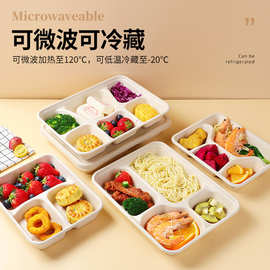 一次性三、四格纸浆餐盒批发轻食沙拉盒外卖饭盒