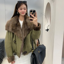 2025新款青根大翻貂领皮草外套女年轻款鹅绒羽绒派克服保暖短款