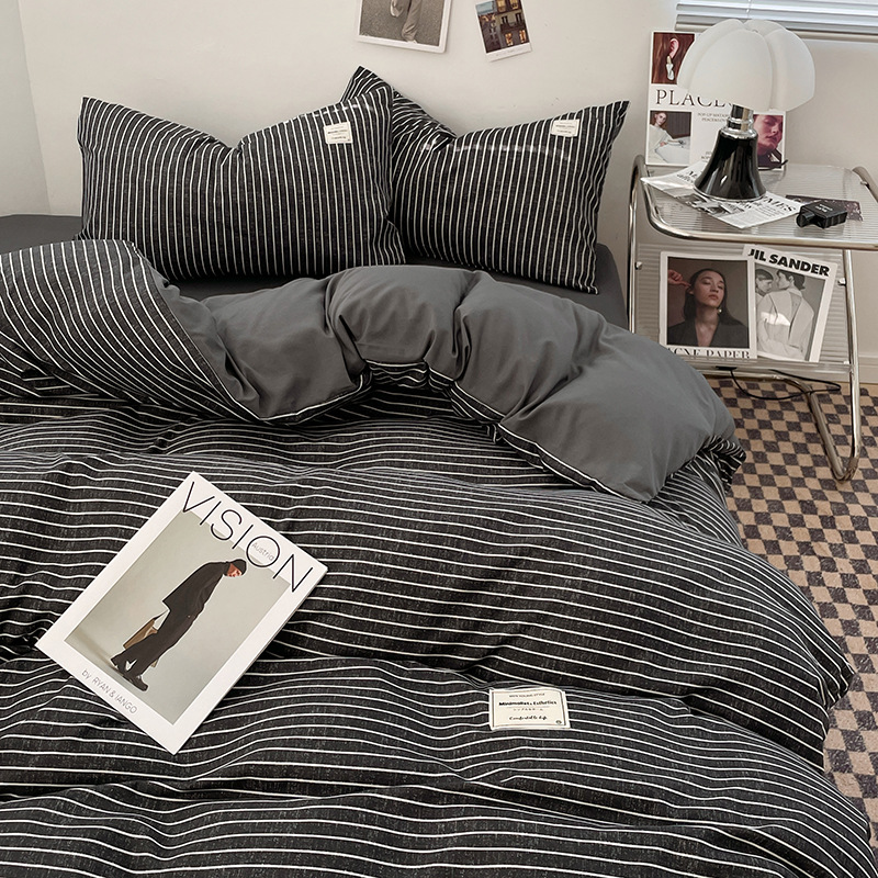 日本式水洗い綿純色四点セットシンプル無印風学生寮純綿三点セット純綿シーツ