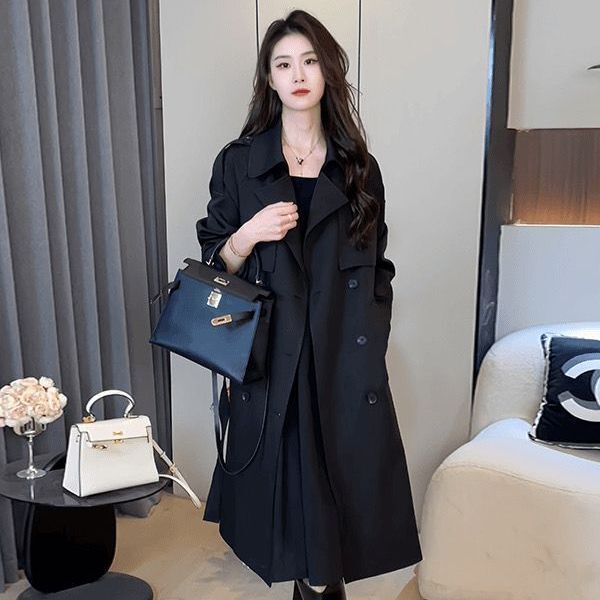 风衣2025中长款新款气质中长款大衣春秋小个子英伦休闲外套女|undefined