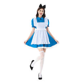万圣节服装爱丽丝连衣裙蓝色公主裙女仆装cos表演服田园风Lolita