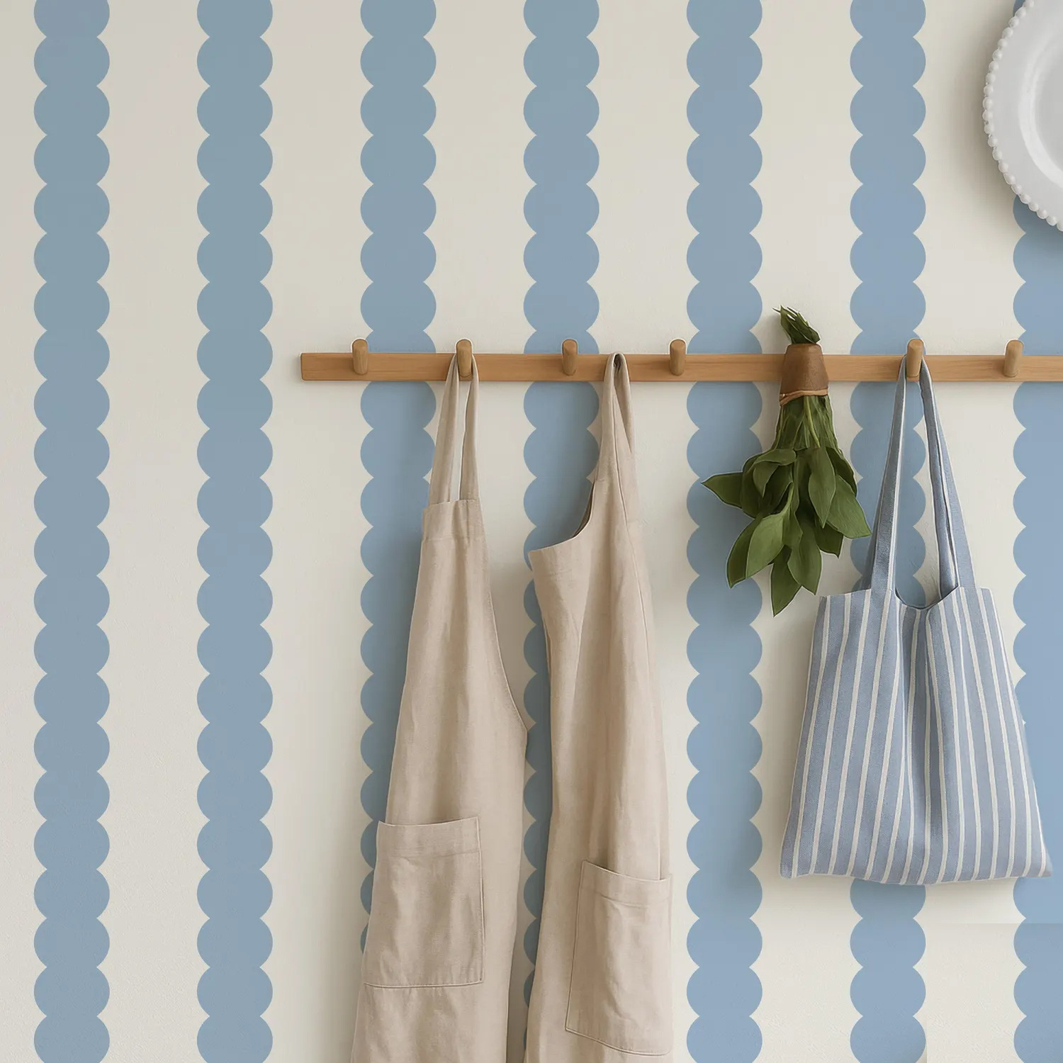 Sweet And Playful Scallop Stripe Simple Wallpaper For Children's Rooms, Self-adhesive Mural, A Popular Export Product_maomaolike.com