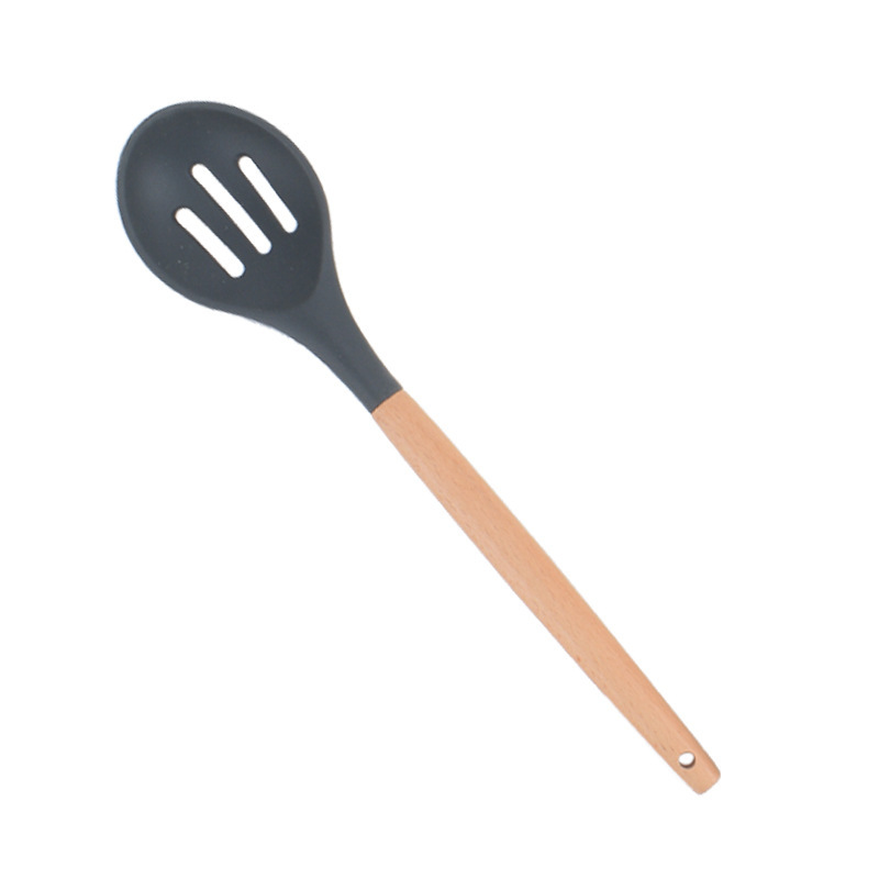 Utensilios de cocina de silicona, mango de madera, juego de 12 piezas, pala de cocina, sartén antiadherente, juego de utensilios de cocina para cocinar y hornear image 11