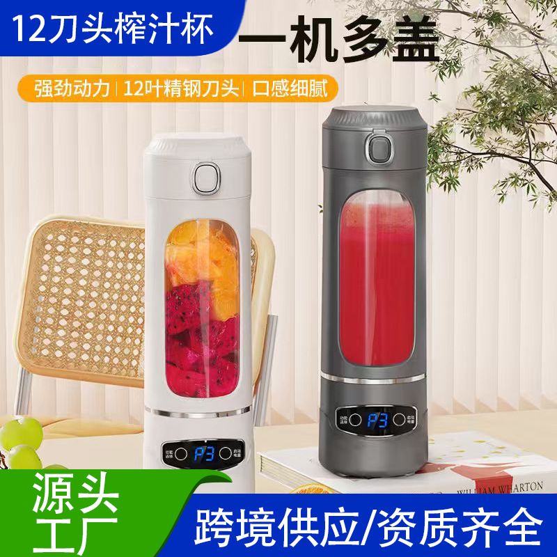 跨境电动榨汁机家用12刀碎冰榨汁杯便携USB充电果汁机户外随行杯|undefined