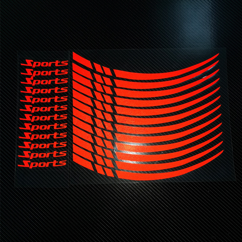 跨境18寸-21寸汽车轮圈贴反光贴装饰贴摩托车轮毂sport字母贴J100