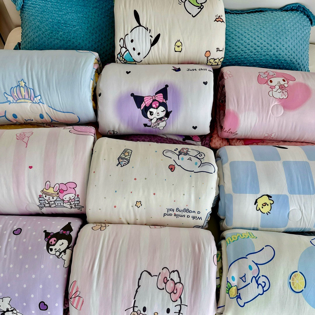 Sanrio Children's Class A Mother and Baby Knitted Cotton Beans Fleece Quilt Blanket Cartoon Kindergarten Baby Soy Fiber Quilt