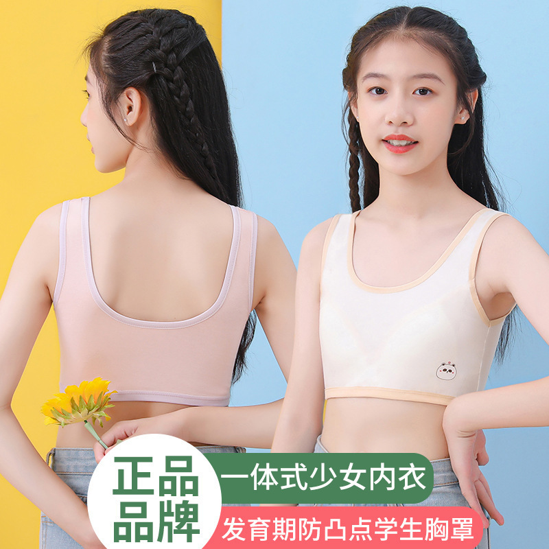 Developing Pure Cotton Girls' Underwear Early Senior high school Primary School Students Wrap Chest Anti-bump Small Vest One-piece Girls' Bra Developing Pure Cotton Girls' Underwear Early Senior high school Primary School Students Wrap Chest Anti-bump Small Vest One-piece Girls' Bra