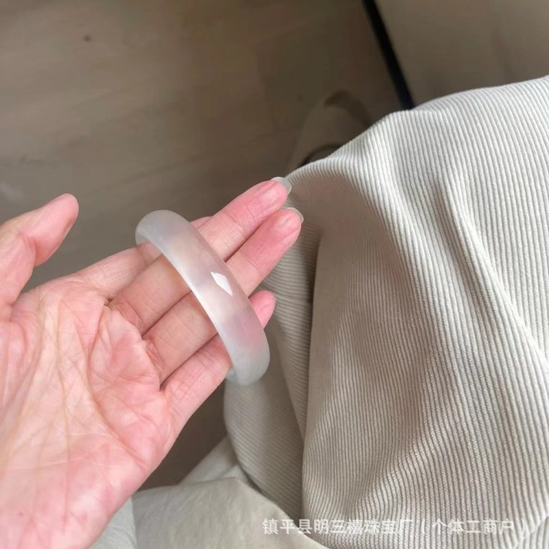 翡翠色高氷白色玉ブレスレット石英岩玉氷種白月光ブレスレット水泡氷透丸美人ブレスレット|undefined