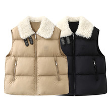 预售2025冬新款简约百搭拼接毛毛领马甲羽绒服外穿外套3J4K103