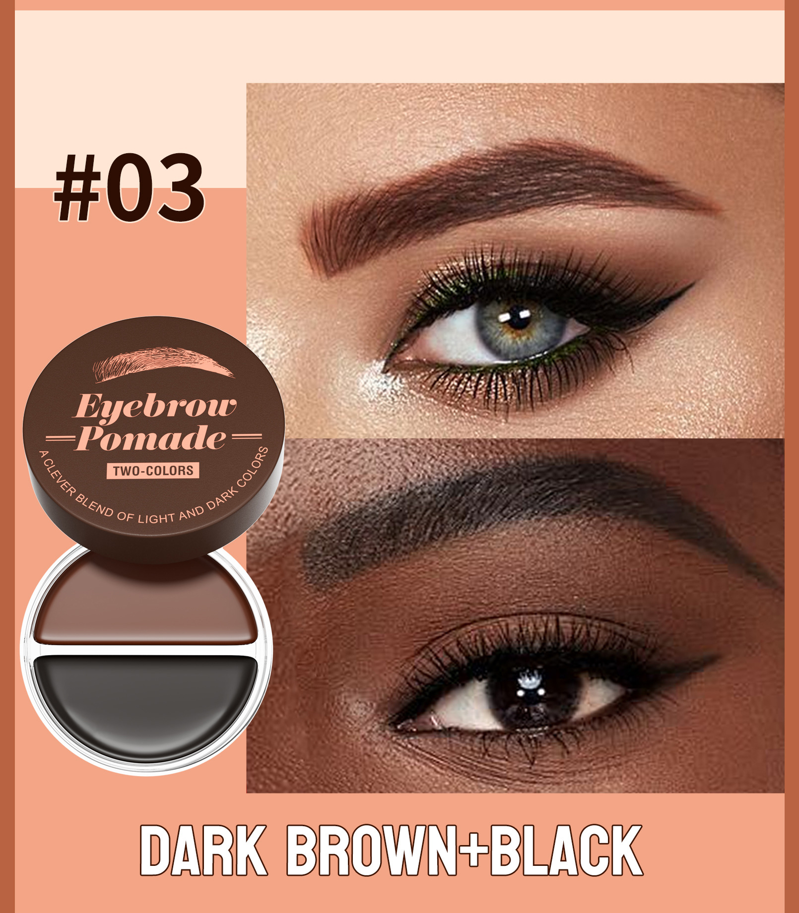 Hellokiss Two-Color Eyebrow Cream 2-in-1 Natural Long-lasting and color-enhancing Eyebrow Shaping Cream Wild Eyebrow Brow Pomade undefined