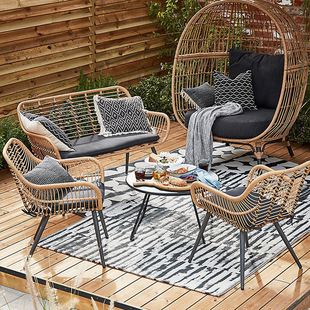 Outdoor Rattan Sofa Lounge Chair Bird Cage Bed Rattan Chair Courtyard Balcony Internet Celebrity Bird's Nest Chair Swimming Pool Outdoor Table and Chairs