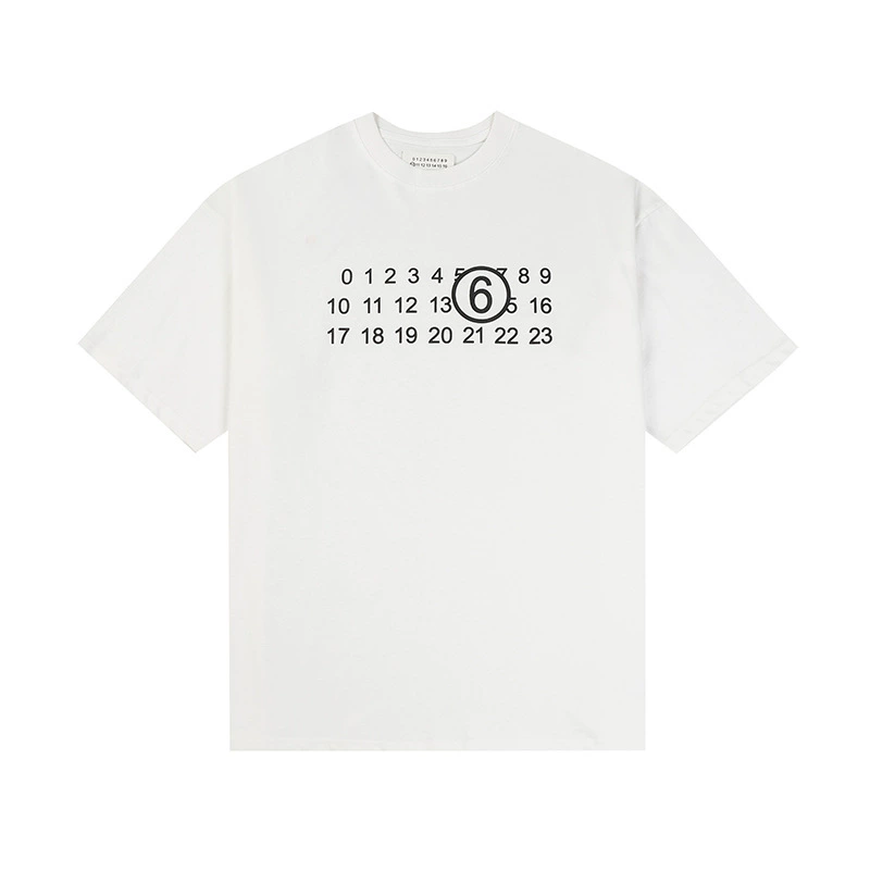 Maison Margiela 24SS коллекция MM6 цифровой узор круглый вырез мужской и женский модный бренд укороченный рукав футболка серия