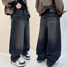 男童牛仔裤春秋季2025新款中大童直筒韩版儿童帅气休闲长裤子潮酷