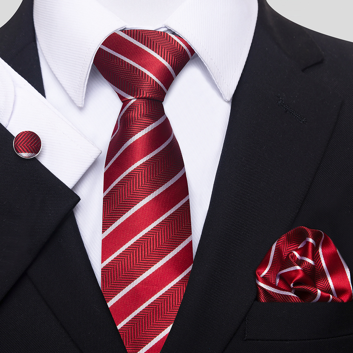 Juego de Corbata de Rayas para Hombre Set de 3 piezas de Rayón, para Bodas y Negocios