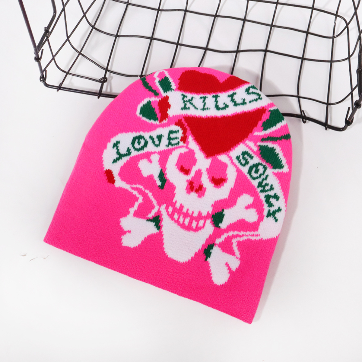 Halloweeni kirjaga koljumüts akrüül kootud müts sügis/talvine soe müts_voghion.com