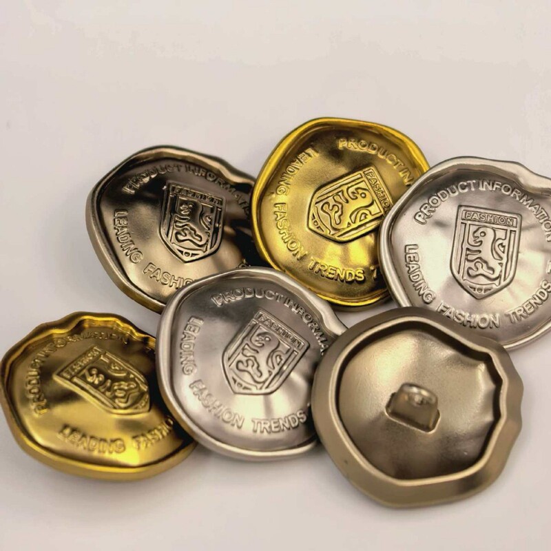 Irregularly Shaped Corrugated Metal Buttons for Shirts, Sweaters, Suits, Coats, and Jackets in Multiple Sizes Irregularly Shaped Corrugated Metal Buttons for Shirts, Sweaters, Suits, Coats, and Jackets in Multiple Sizes