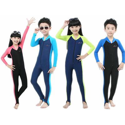 兒童防曬泳衣女童中大童男童泳衣保守沖浪服防曬速幹潛水服透氣