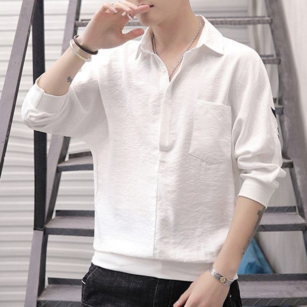 Summer Men's Mid-Sleeve Shirts, Five-Quarter Sleeve Short-Sleeve T-Shirts, Korean Style Seven-Quarter Half-Length Trendy Loose-Fitting 7-Quarter Sleeve Shirts Summer Men's Mid-Sleeve Shirts, Five-Quarter Sleeve Short-Sleeve T-Shirts, Korean Style Seven-Quarter Half-Length Trendy Loose-Fitting 7-Quarter Sleeve Shirts