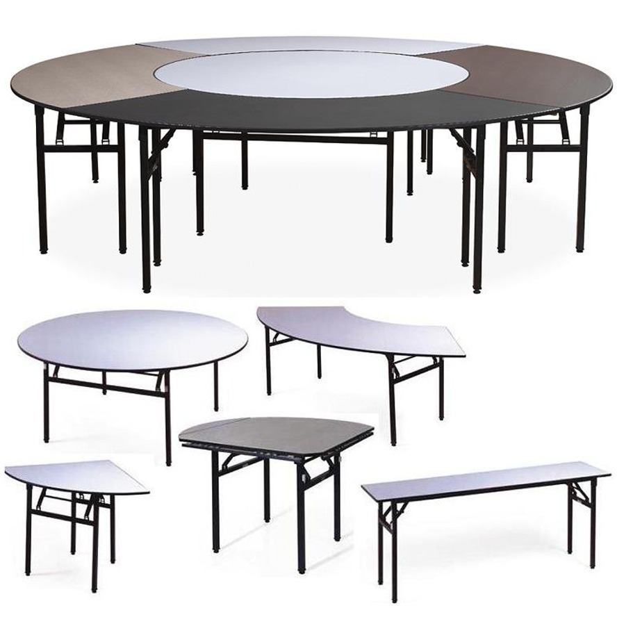 Fábrica al por mayor restaurante Mesa Redonda plegable mesa de comedor de cinco piezas restaurante del hotel banquete de boda mesa de comedor Mesa Redonda de PVC
