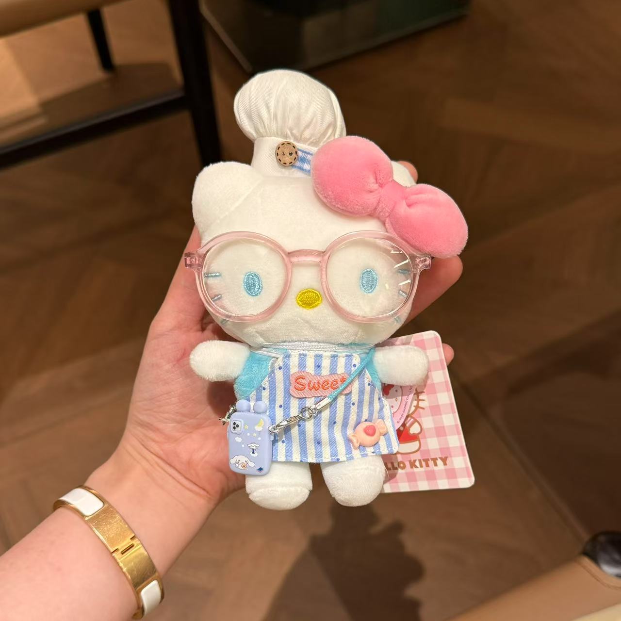 Genuino clásico KT Hello Kitty mochila bolso colgante dibujos animados lindo hellokitty llavero muñeca de felpa mujer