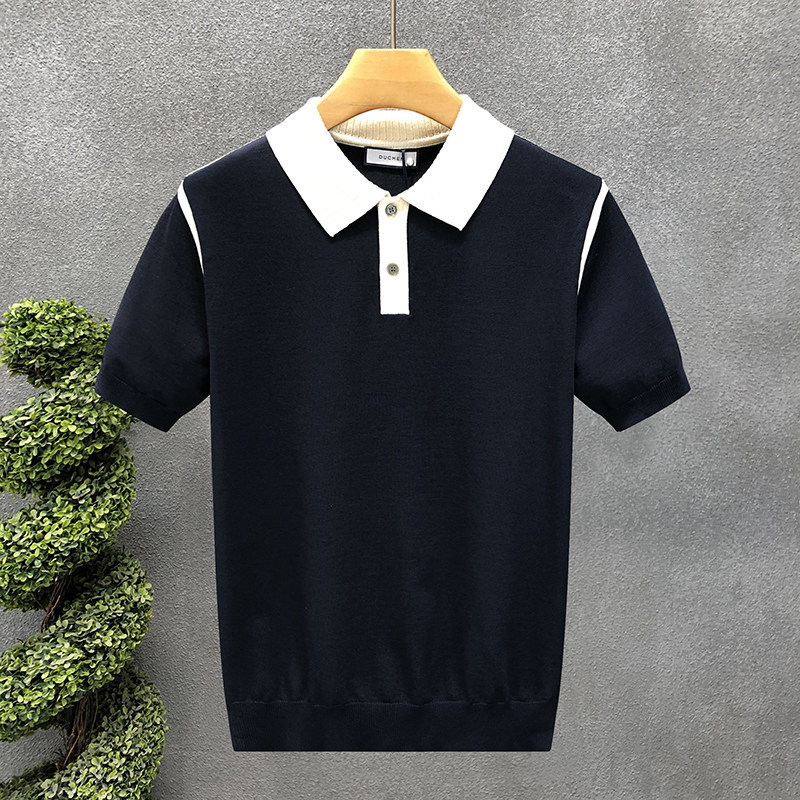 Polo camiseta de punto camiseta de manga corta camiseta de hombre paul línea tridimensional viejo qianfeng verano fábrica transfronteriza al por mayor