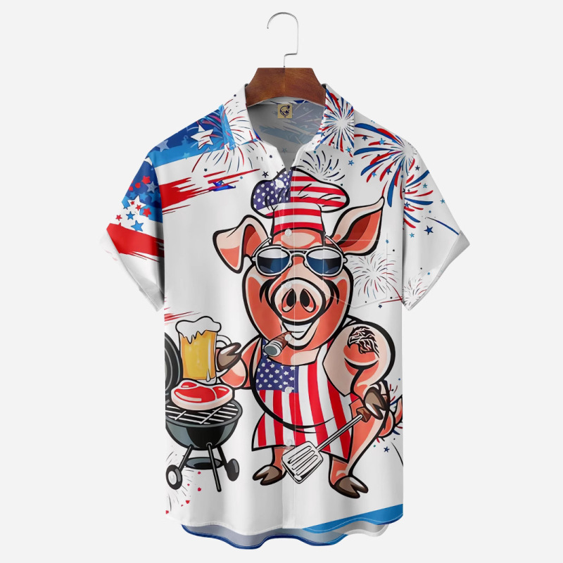 2-22-2023 Creative 3D Digital Printing Moisture Wicking Trendy Loose Short-Sleeved Shirt Men's Tops E306