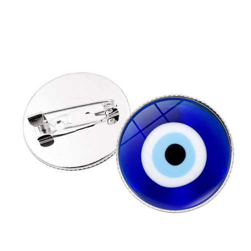 Turkish Evil Eye Pin Cross-Border Bestseller Silver Badge Simple and Versatile Student Pin Badge Accessory