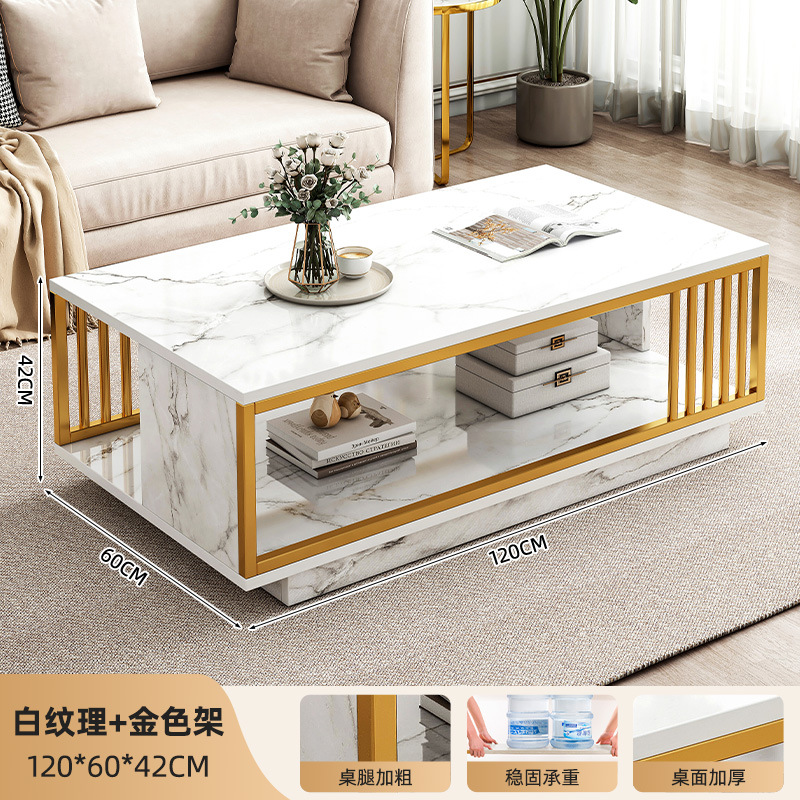 Mesa de té sala de estar doméstica 2025 nueva mesa de té pequeña casa de lujo ligero de alta sensación de alquiler de la casa de mesa cuadrada pequeña