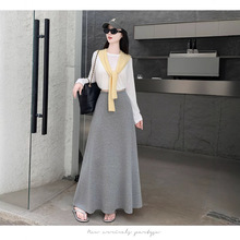 空气棉简约运动半身裙早秋高腰a字裙卫裙垂坠遮胯显瘦伞裙中长裙