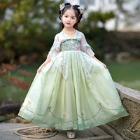 Летнее платье Hanfu для девочек, тонкая юбка в китайском стиле, Старинное платье, супер фея, летний детский костюм Тан на лето