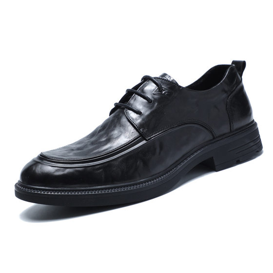 Men's Shoes Spring and Autumn Business Casual Leather Shoes Rubber Sole Men's Genuine Leather Soft Sole Dad Shoes Breathable Fashion Shoes