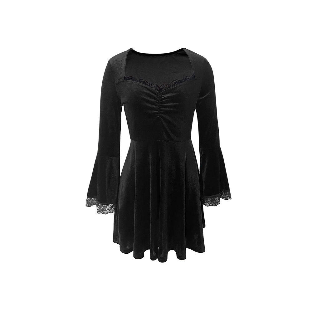 Women's Elegant Lace Square-Neck Vintage Dress