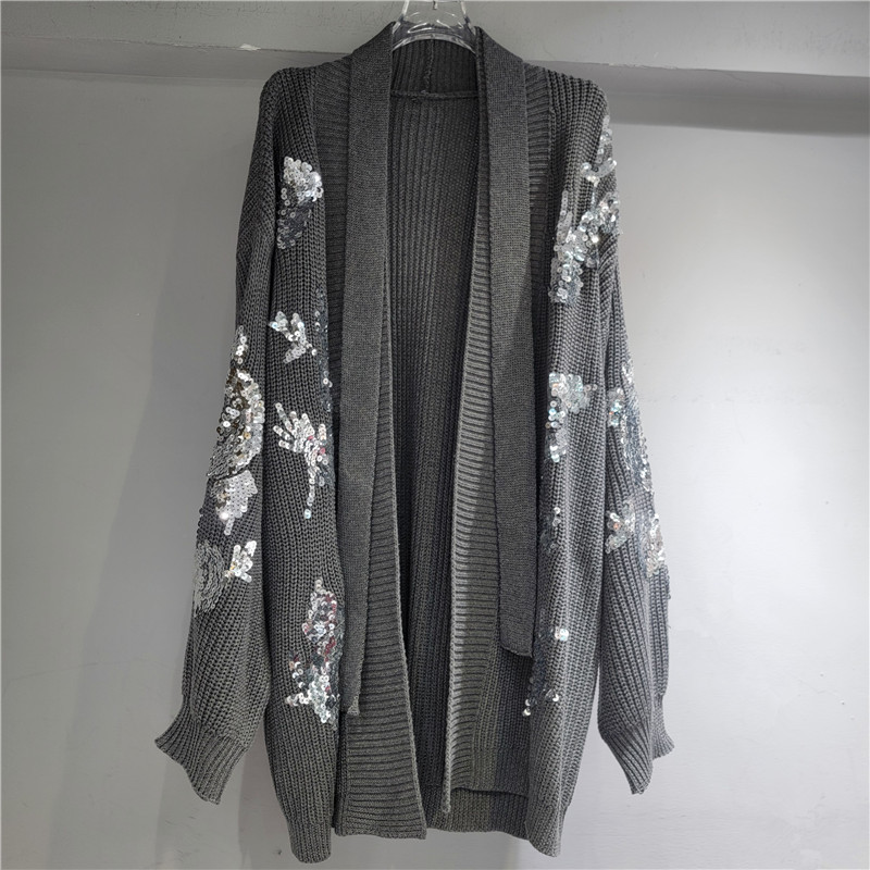 industria pesada bordado de flores de sequillas 2025, otoño y invierno, nuevo estilo de manga larga, viento relajado, jersey de punto, suéter de moda para mujeres image 10