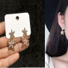 Silver needle, design earrings from pearl, silver 925 sample, Korean style, flowered, simple and elegant design, trend of season