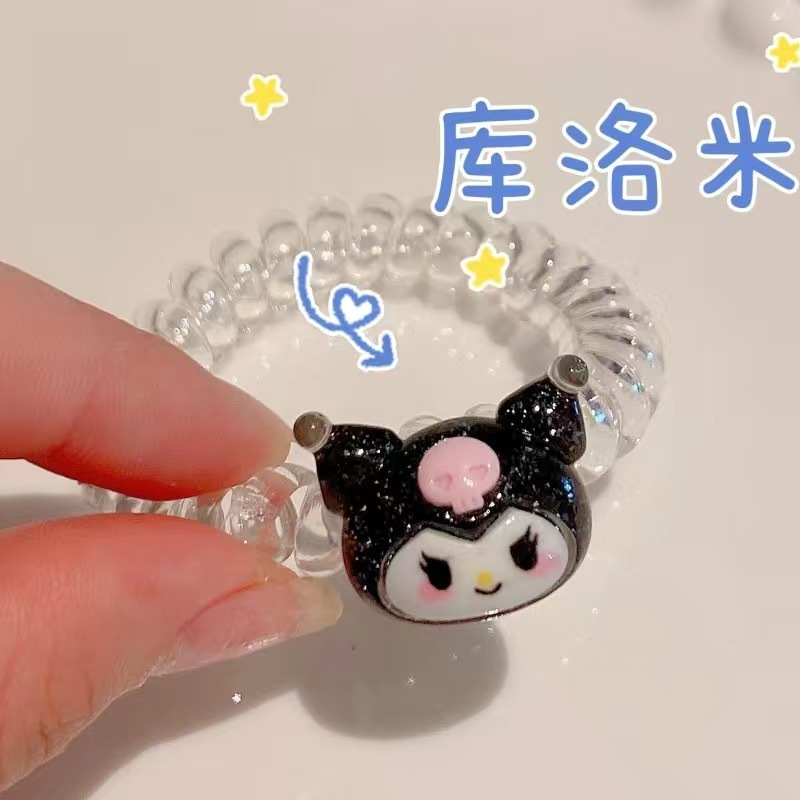 三丽鸥彩色电话线发圈情侣闺蜜卡通手链ins网红小皮筋发饰小清新|undefined