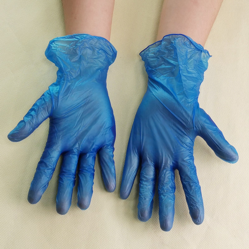 志瑞康蓝色一次性PVC手套 清洁用 VINIL GLOVES 乙烯基手套
