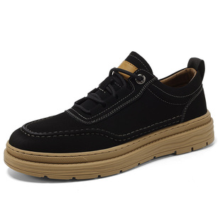 Cross-Border Men's Shoes, Outdoor Work Shoes, Large Leather Shoes, Spring Low-Cut Cowhide Casual Shoes, Foreign Trade Thick-Soled Inner Height-Increasing Sneakers
