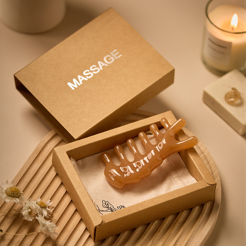 Peine de masaje de resina personalizado de cinco dientes para rascar los meridianos de la cabeza y la nariz, peine de delfín de cinco garras para relajación de la cabeza y relajación muscular, herramienta de masaje para la cabeza.