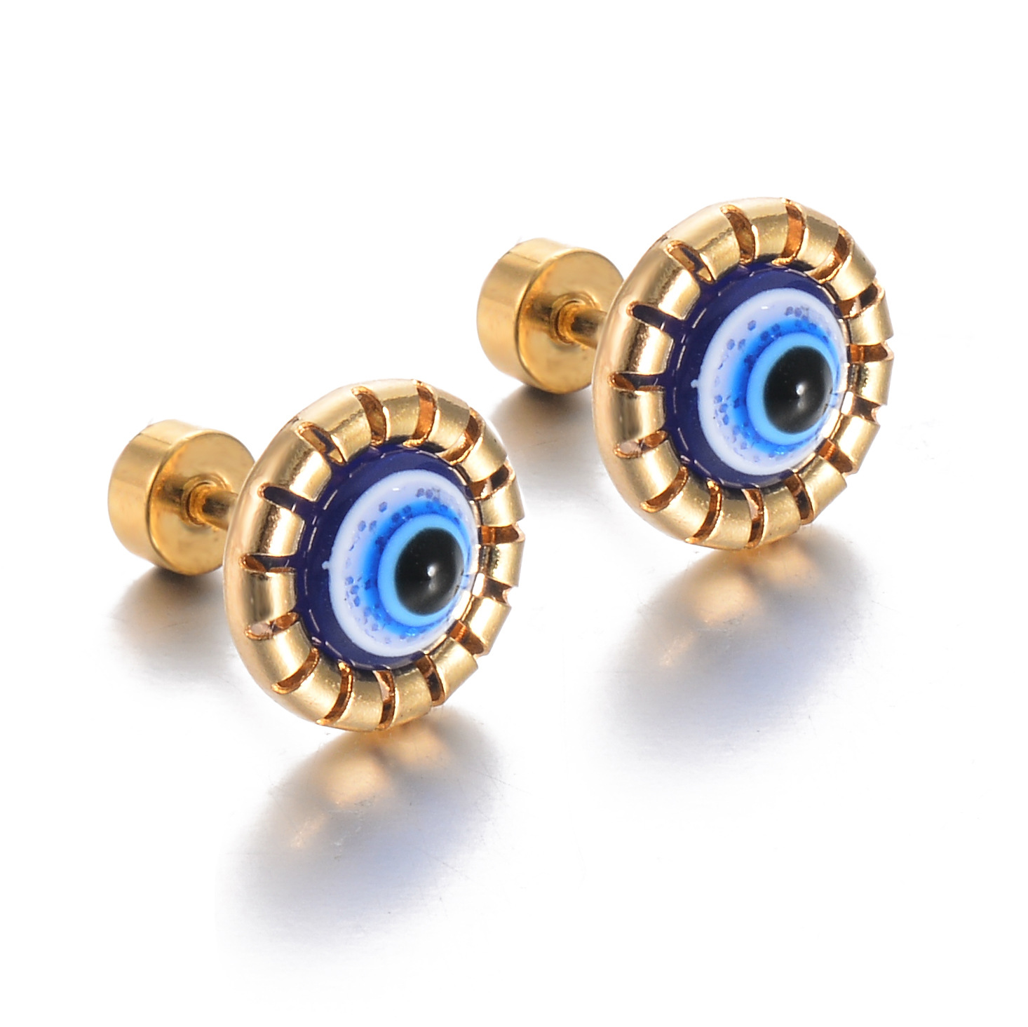 4g Weight PVD Coated Gold Plating Process 304 Stainless Steel Ear Needle Material 18K Real Gold Plated Plating Material Ear Studs Classification 1 Pair Quantity Holiday, Daily Occasion 304 Stainless Steel Material Geometric, Eye Pattern Women's Gender Simple Style Style Enamel Craft 1 Pair Simple Style Geometric Eye Enamel Stainless Steel Ear Studs 3