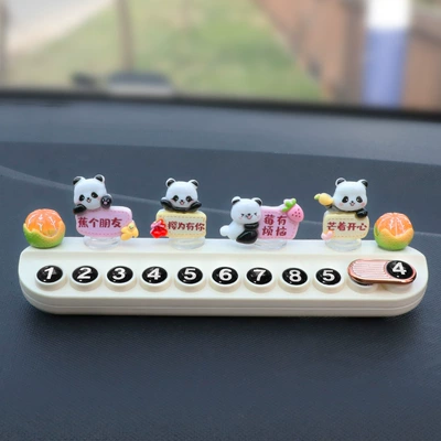 Car creative temporary parking Nömrəli dayanma kartı - three-dimensional-model-alphabet-panda-white-aromatherapy-license-plate-authentic