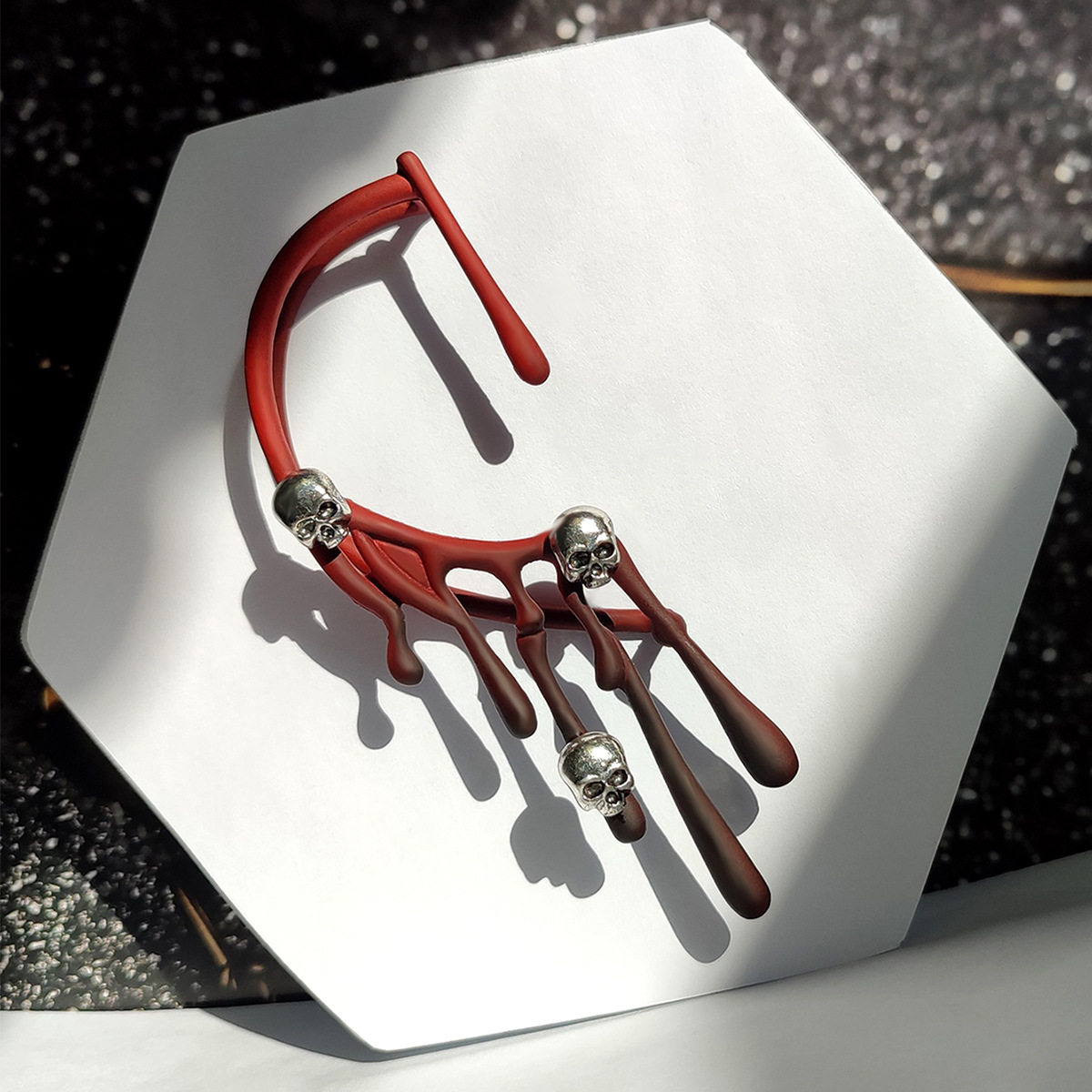 Halloween exaggerated lava earrings, wine red personalized cool wind earrings_voghion.com