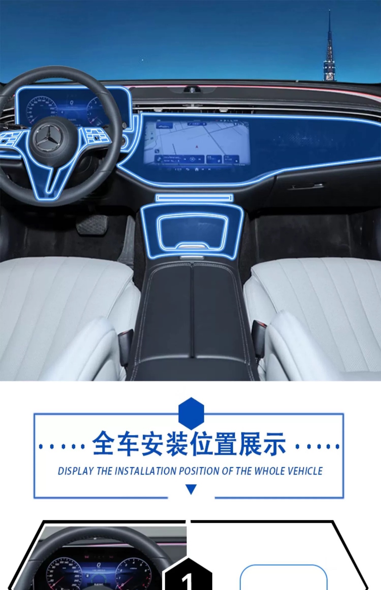 Suitable for 25 Mercedes-Benz E300 Interior Film 260 Instrument Navigation Screen Film Gear Air Conditioning Film HD Film TPU