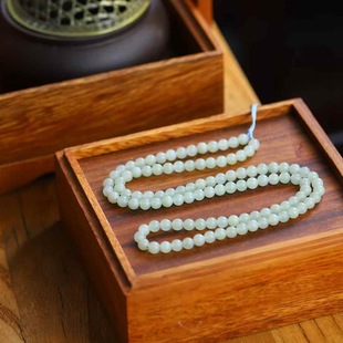 Natural Xinjiang Hotan Jade Jade Factory Store Qiemo Blue Old Material Jade Su Bead Multi-use 108 Bead Chain with Certificate